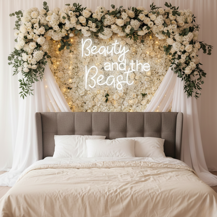 Beauty and the Beast wedding neon sign décor by Neon.Shop