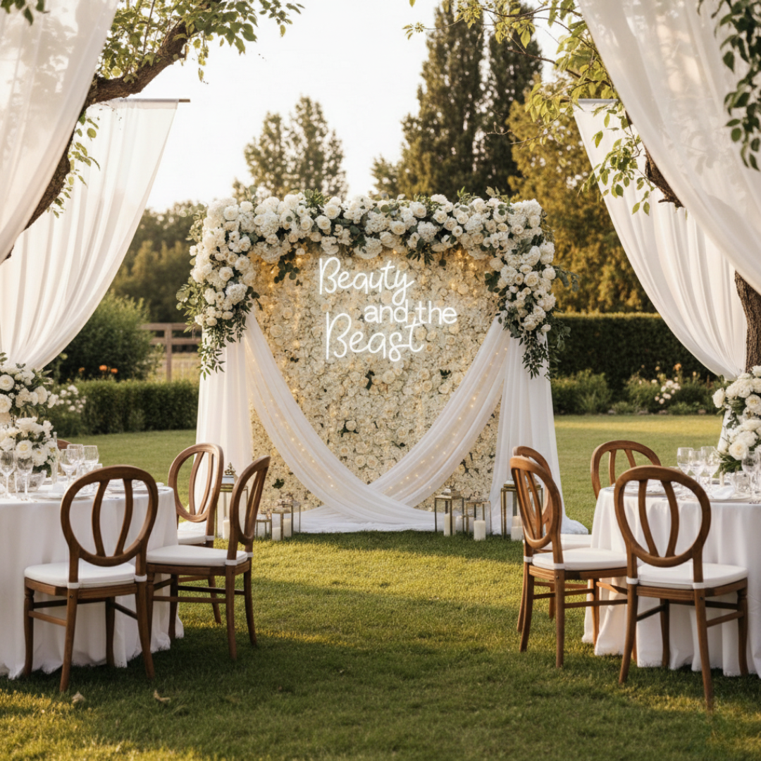 Beauty and the Beast wedding neon sign décor by Neon.Shop