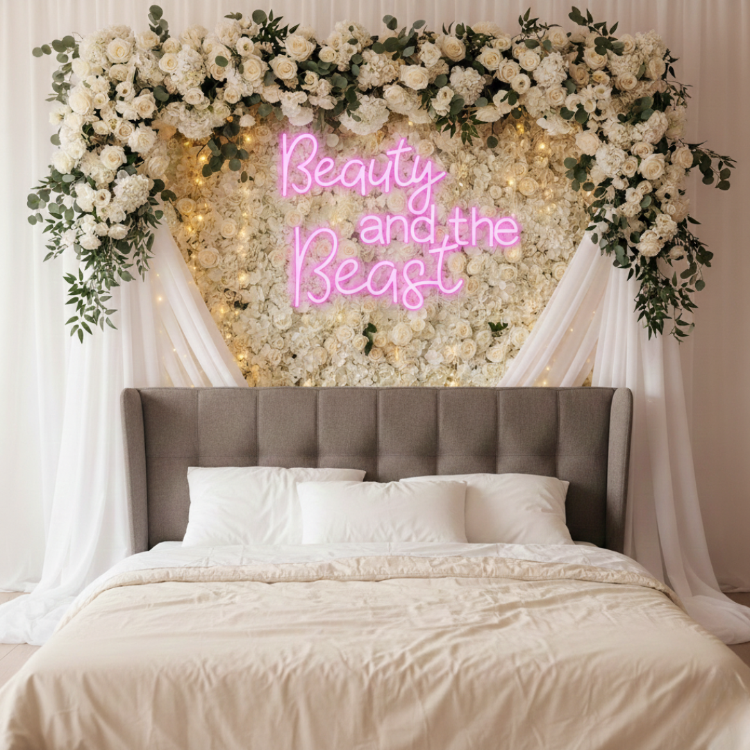 Beauty and the Beast wedding neon sign décor by Neon.Shop