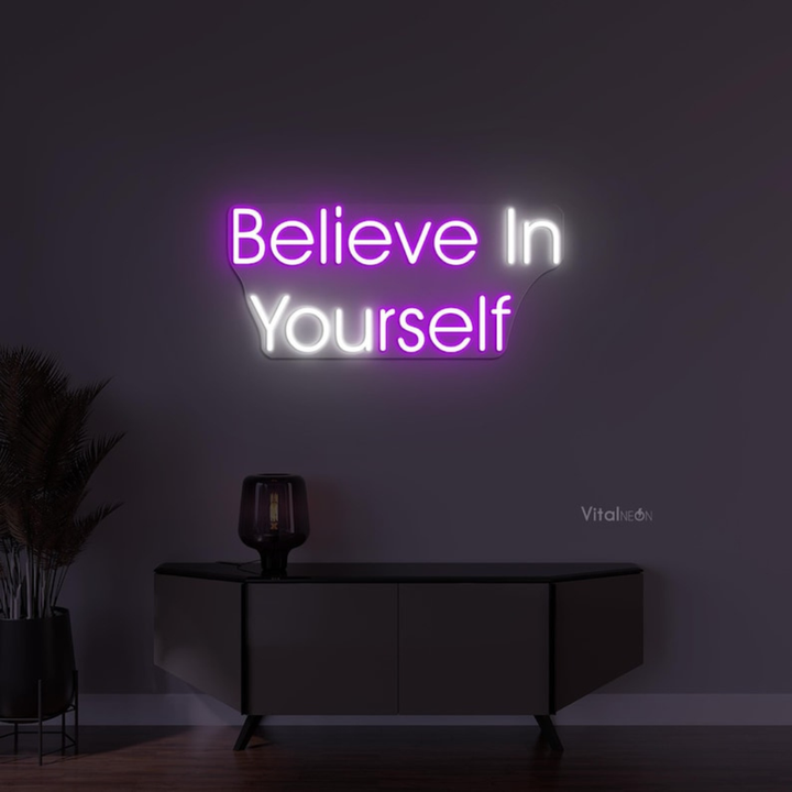 Believe In Yourself motivational LED neon sign for office, gym, or home décor by Neon.Shop.