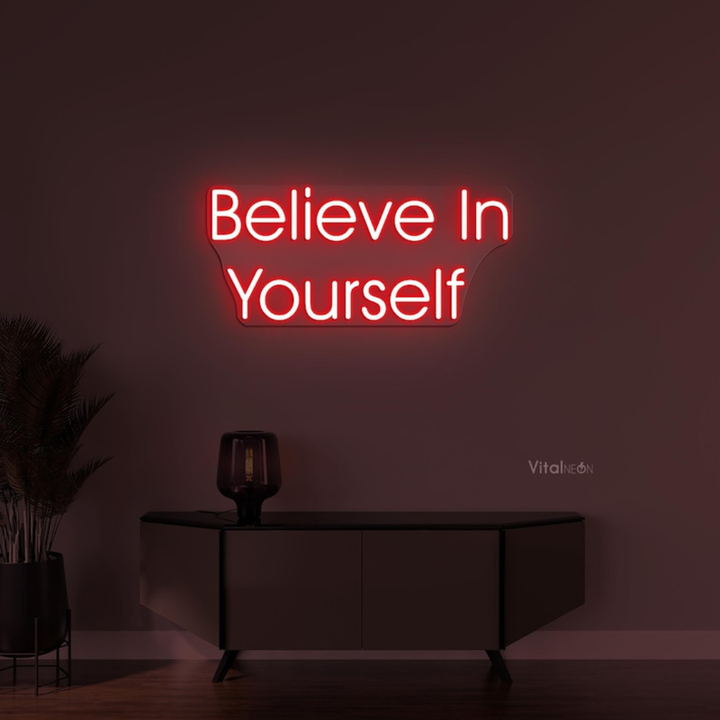 Believe In Yourself motivational LED neon sign for office, gym, or home décor by Neon.Shop.
