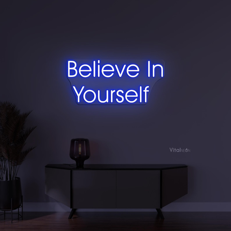 Believe In Yourself motivational LED neon sign for office, gym, or home décor by Neon.Shop.