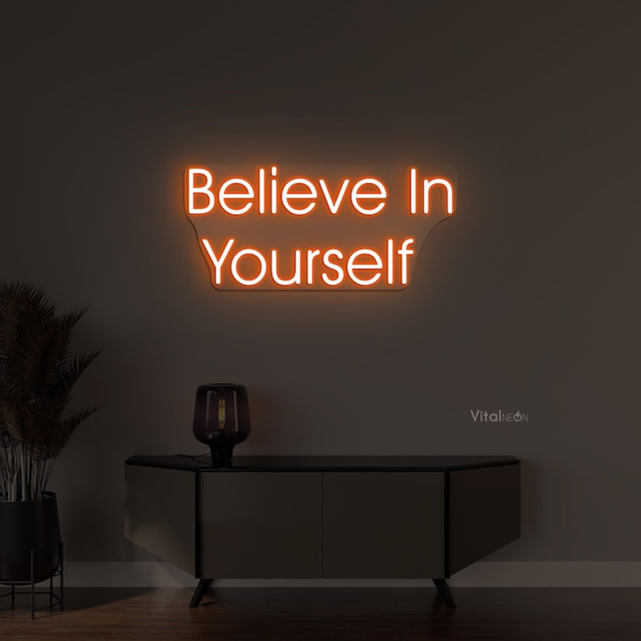Believe In Yourself motivational LED neon sign for office, gym, or home décor by Neon.Shop.