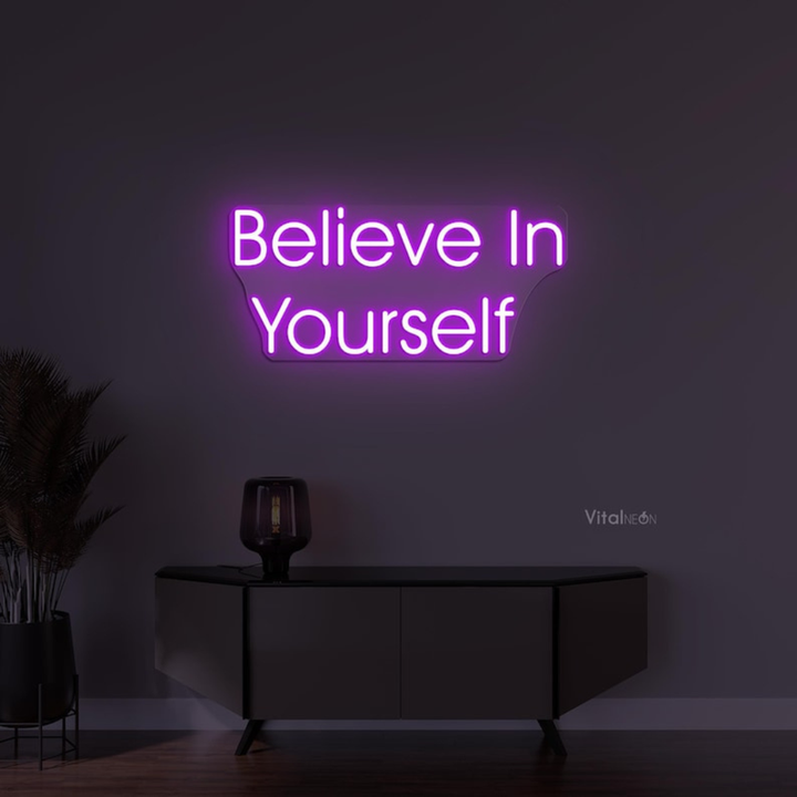 Believe In Yourself motivational LED neon sign for office, gym, or home décor by Neon.Shop.