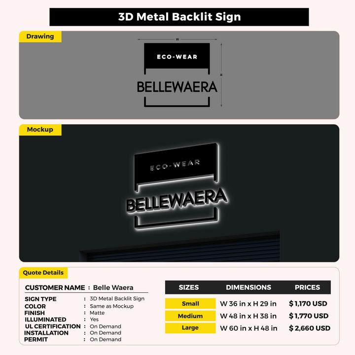 Custom Signs For Belle Waera