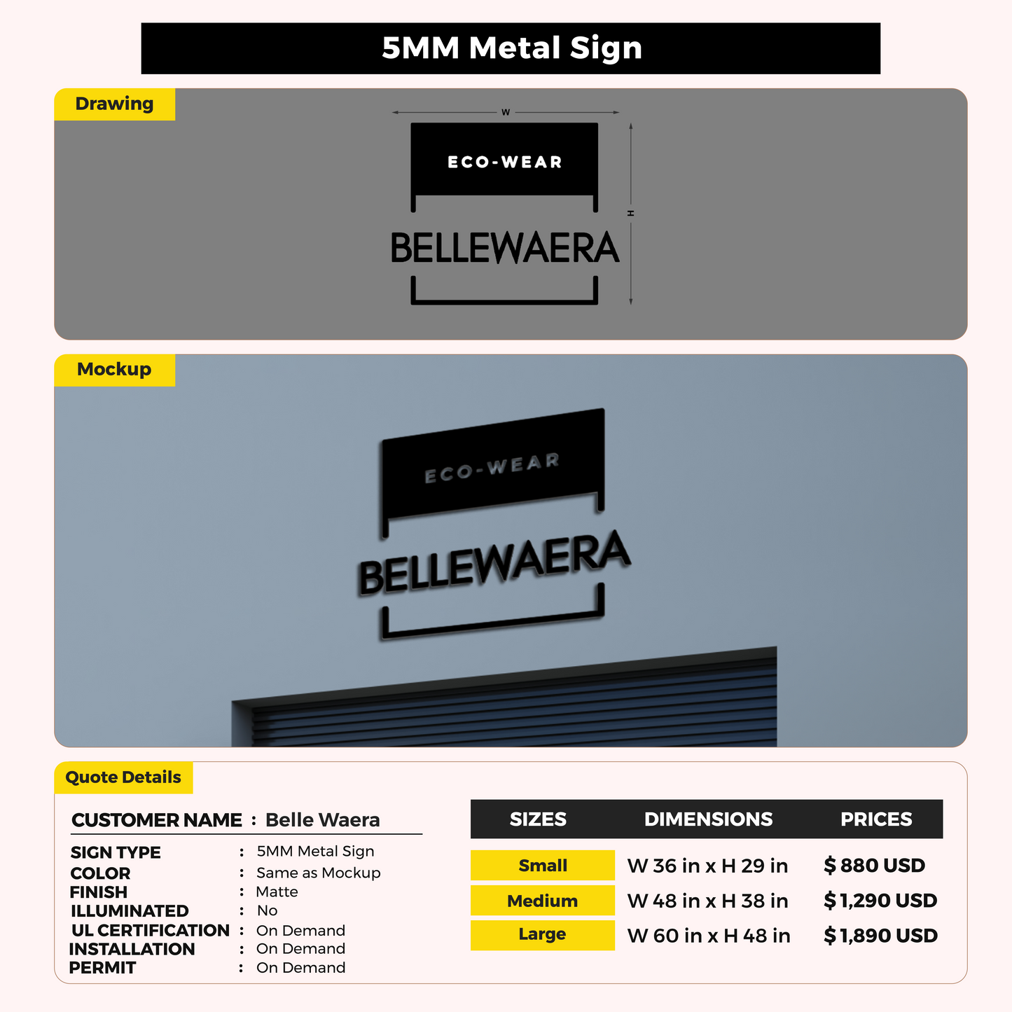 Custom Signs For Belle Waera