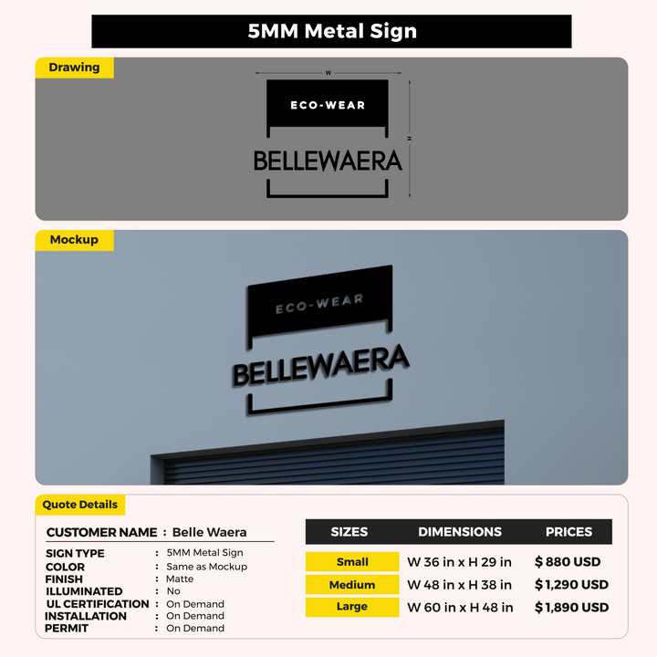 Custom Signs For Belle Waera