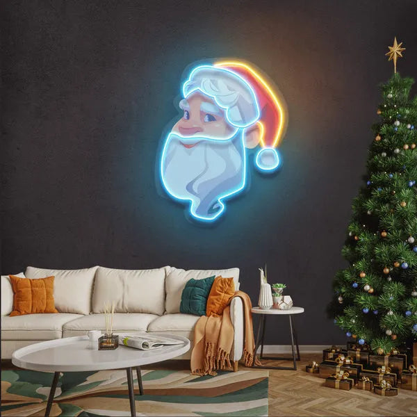 Big Beard Santa Merry Christmas Neon Sign by manhattanneons.com - Add a jolly touch with this big beard Santa neon sign.