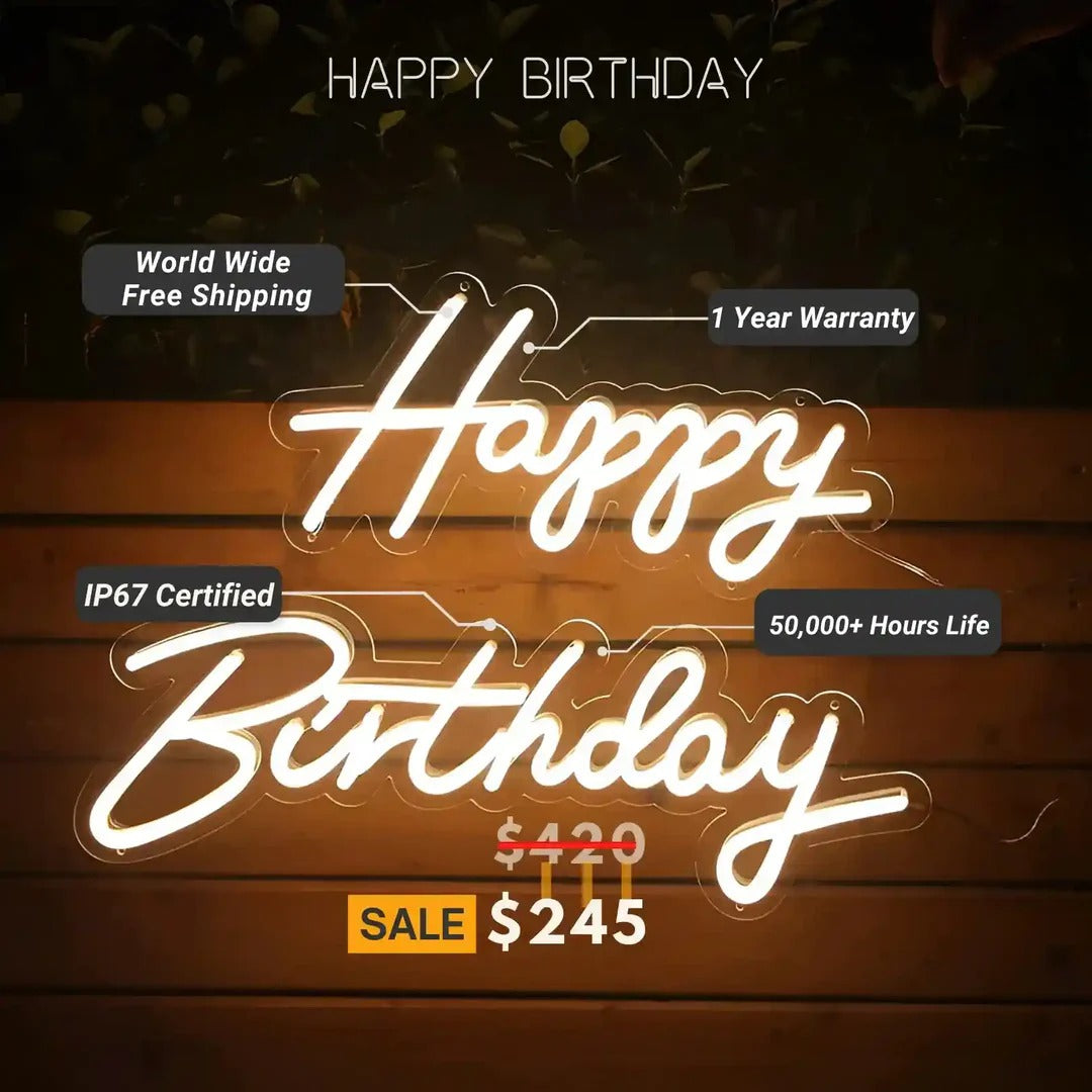 Birthday Neon Sign | Light Up the Party with Radiant Celebration