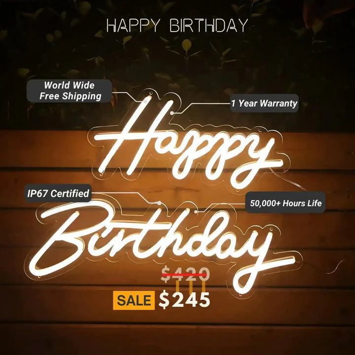 Birthday Neon Sign | Light Up the Party with Radiant Celebration
