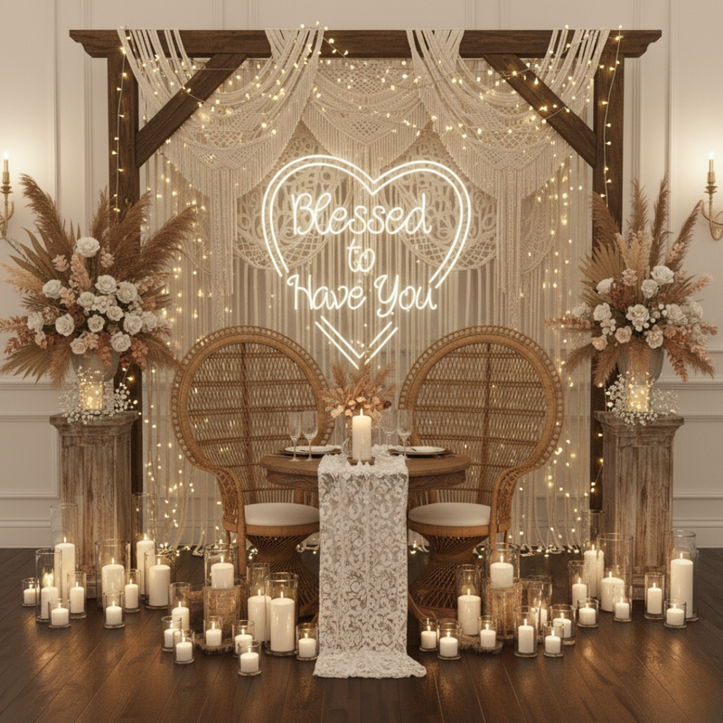 Elegant wedding backdrop neon sign Blessed To Have You Neon.Shop