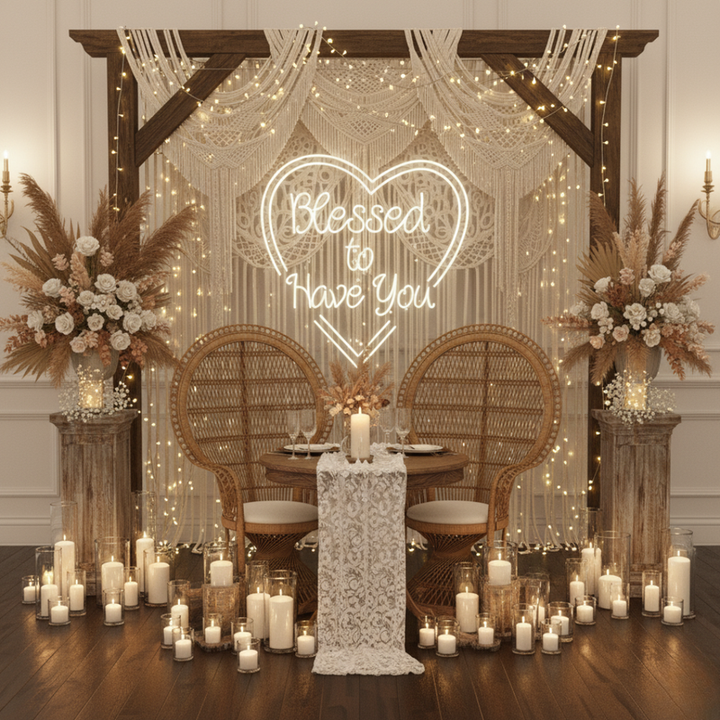 Elegant wedding backdrop neon sign Blessed To Have You Neon.Shop