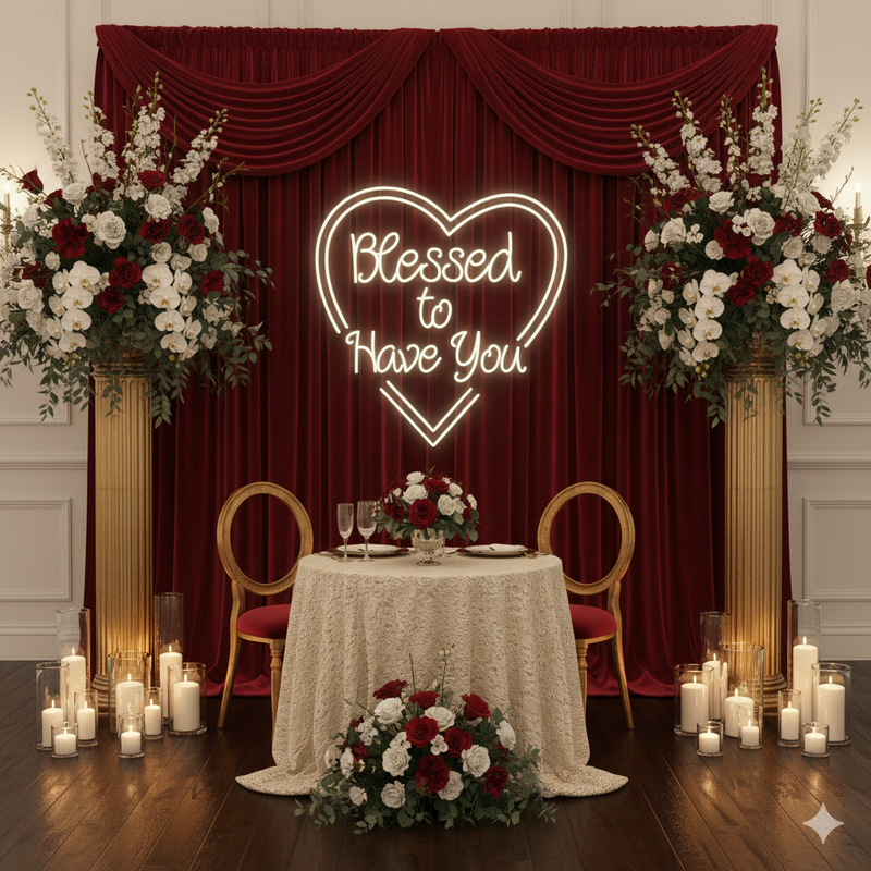 Elegant wedding backdrop neon sign Blessed To Have You Neon.Shop