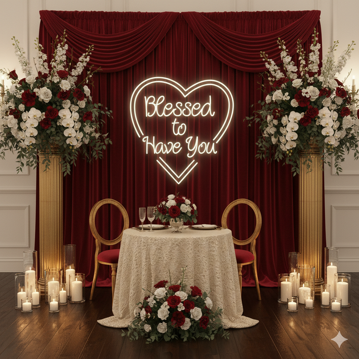 Elegant wedding backdrop neon sign Blessed To Have You Neon.Shop