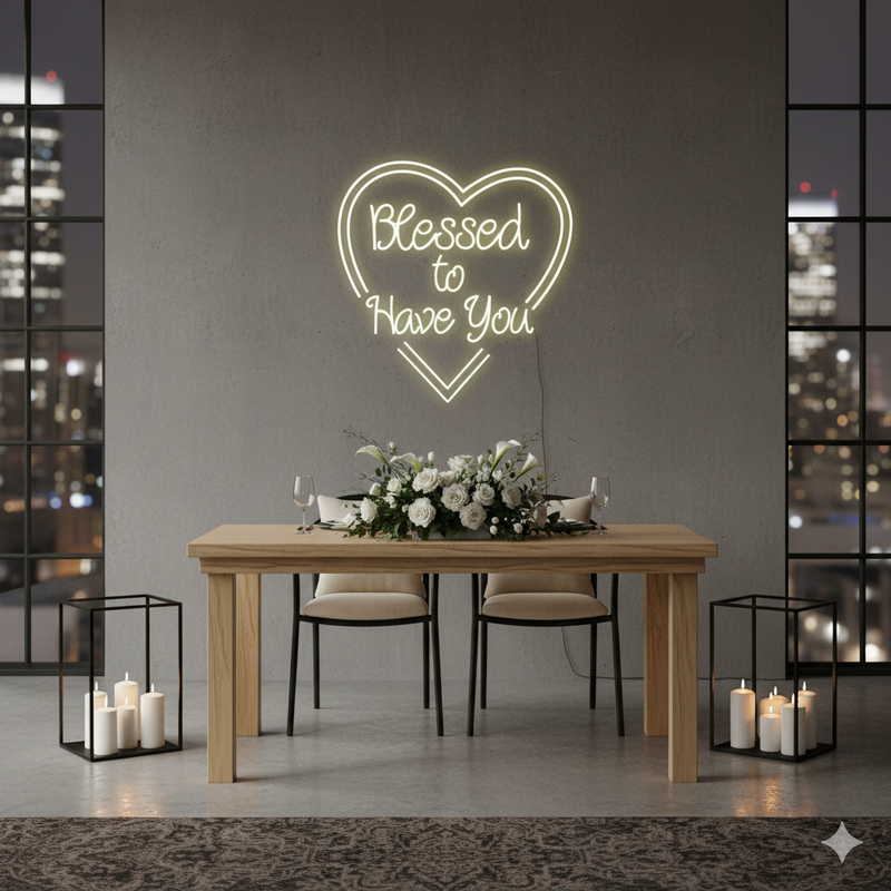 Elegant wedding backdrop neon sign Blessed To Have You Neon.Shop