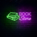 Book Store Business Neon Sign by Neon.Shop glowing in a cozy bookstore