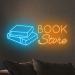 Book Store Business Neon Sign by Neon.Shop glowing in a cozy bookstore