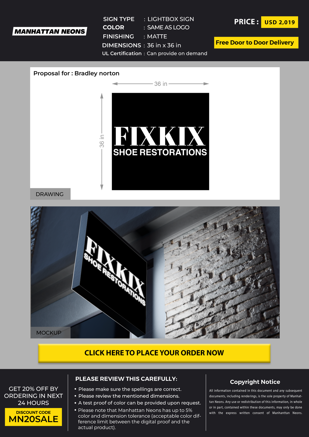 Lightbox Sign for Bradley norton