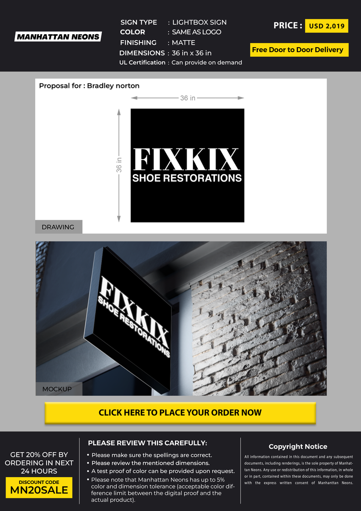 Lightbox Sign for Bradley norton