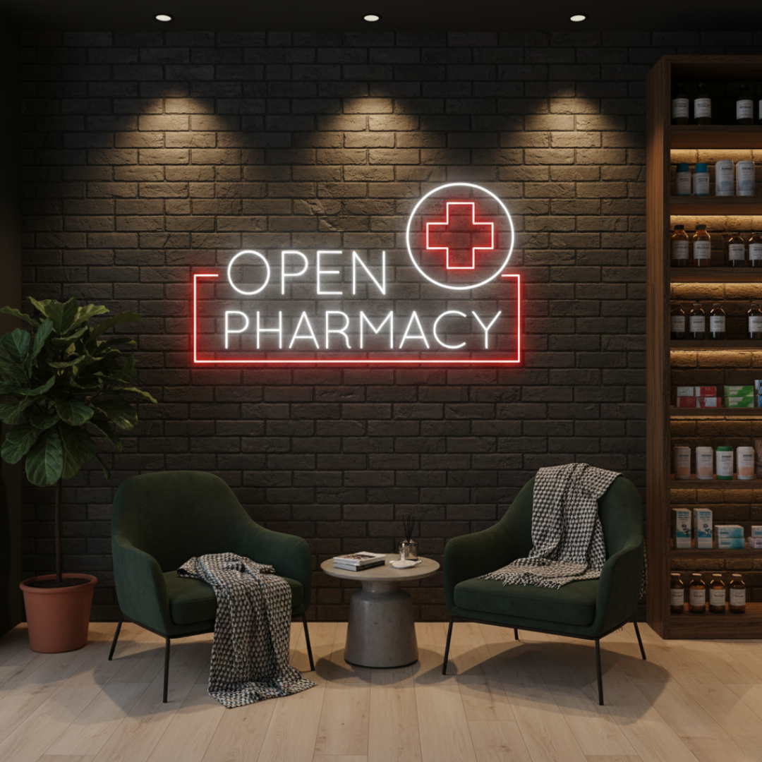 Bright Pharmacy Open LED neon Sign  by Neon.Shop for attracting customers anytime