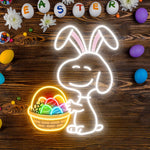 Bunny and Egg LED neon sign on wall for Easter decor Neon.Shop