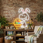 Bunny and Egg LED neon sign on wall for Easter decor Neon.Shop