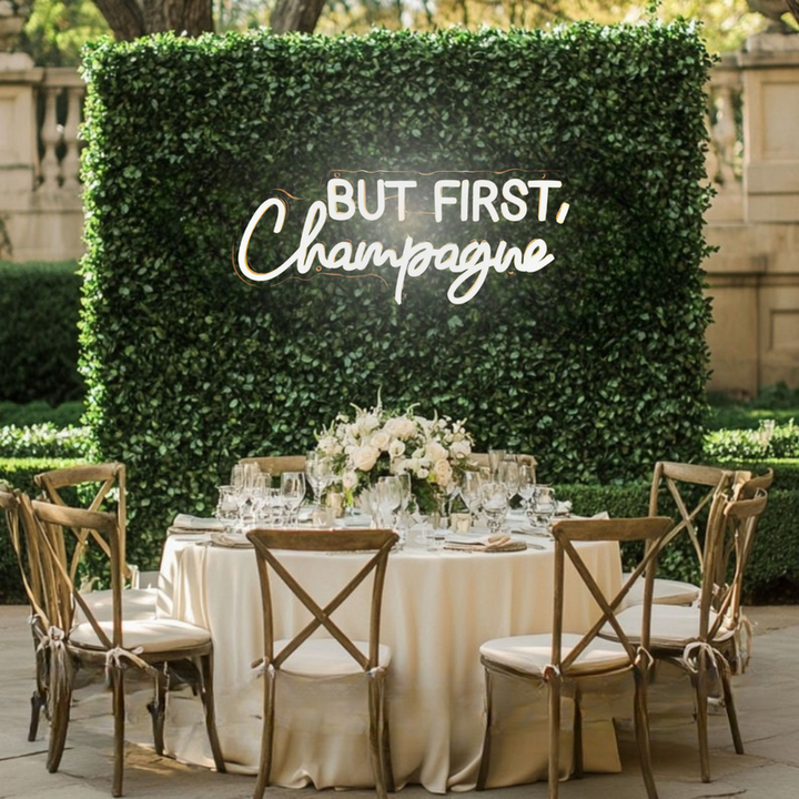But First Champagne LED neon sign for wedding decor Neon.Shop