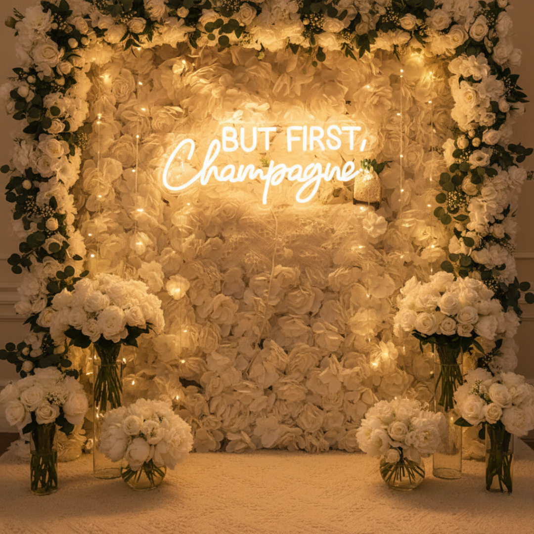 But First Champagne LED neon sign for wedding decor Neon.Shop