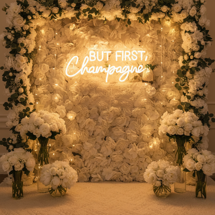 But First Champagne LED neon sign for wedding decor Neon.Shop