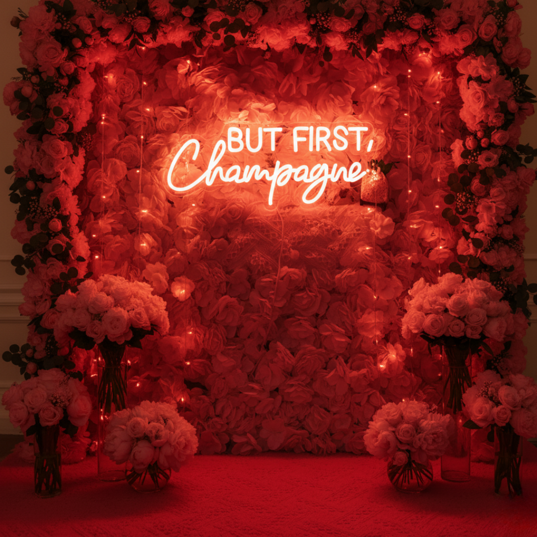 But First Champagne LED neon sign for wedding decor Neon.Shop