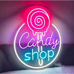 Candy Shop Business Neon Sign by Neon.Shop adding a playful glow to a boutique storefront