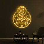 Candy Shop Business Neon Sign by Neon.Shop adding a playful glow to a boutique storefront