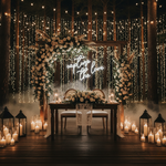 Capture the Love wedding LED neon sign glowing on photo booth backdrop – Neon.Shop