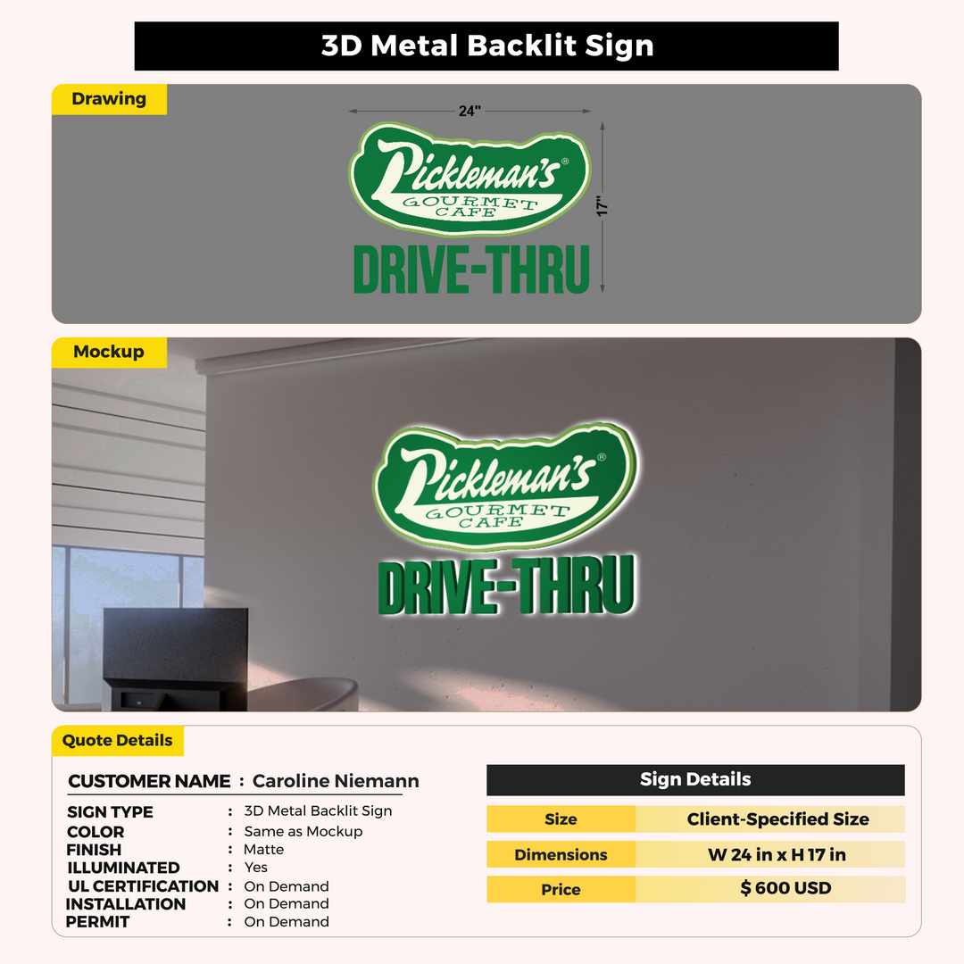 3D Metal Backlit Sign For Caroline Niemann