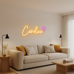 Caroline Name LED Neon Sign in customizable LED tubing, wall-mounted personalized name light by Neon.Shop for home décor, events, and gifting.