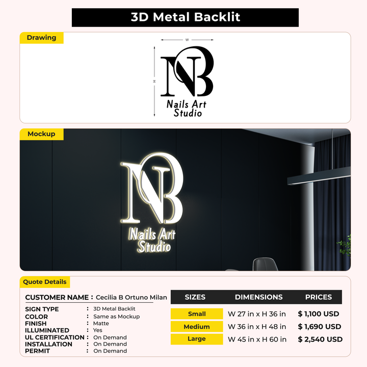 Custom Sign For Cecilia B Ortuno Milan