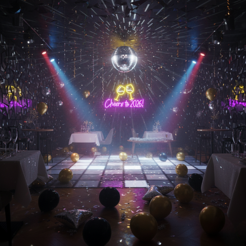 Cheers To 2026 glowing LED neon light for home and party décor by Neon.Shop