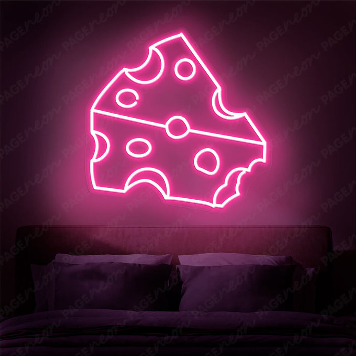 Cheese LED neon sign by Neon.Shop glowing on a wall as fun food-themed neon décor