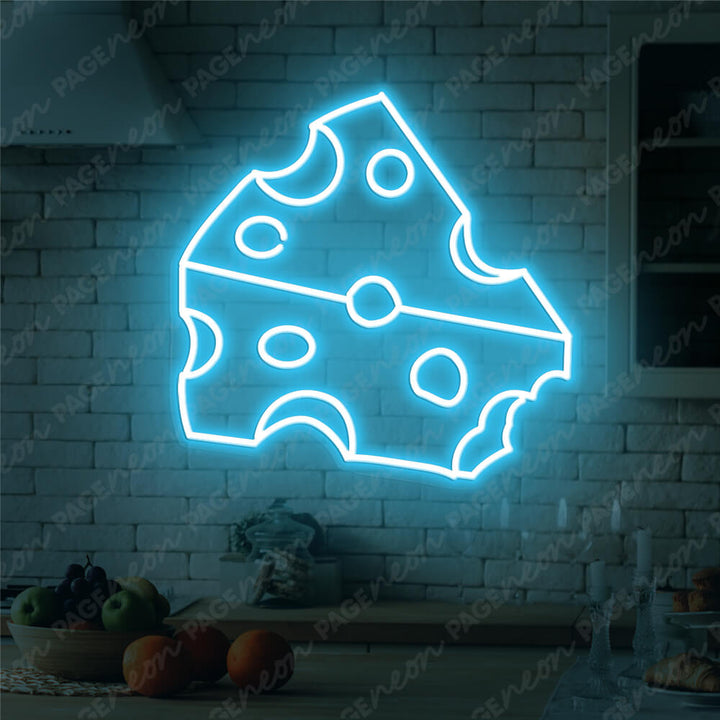 Cheese LED neon sign by Neon.Shop glowing on a wall as fun food-themed neon décor