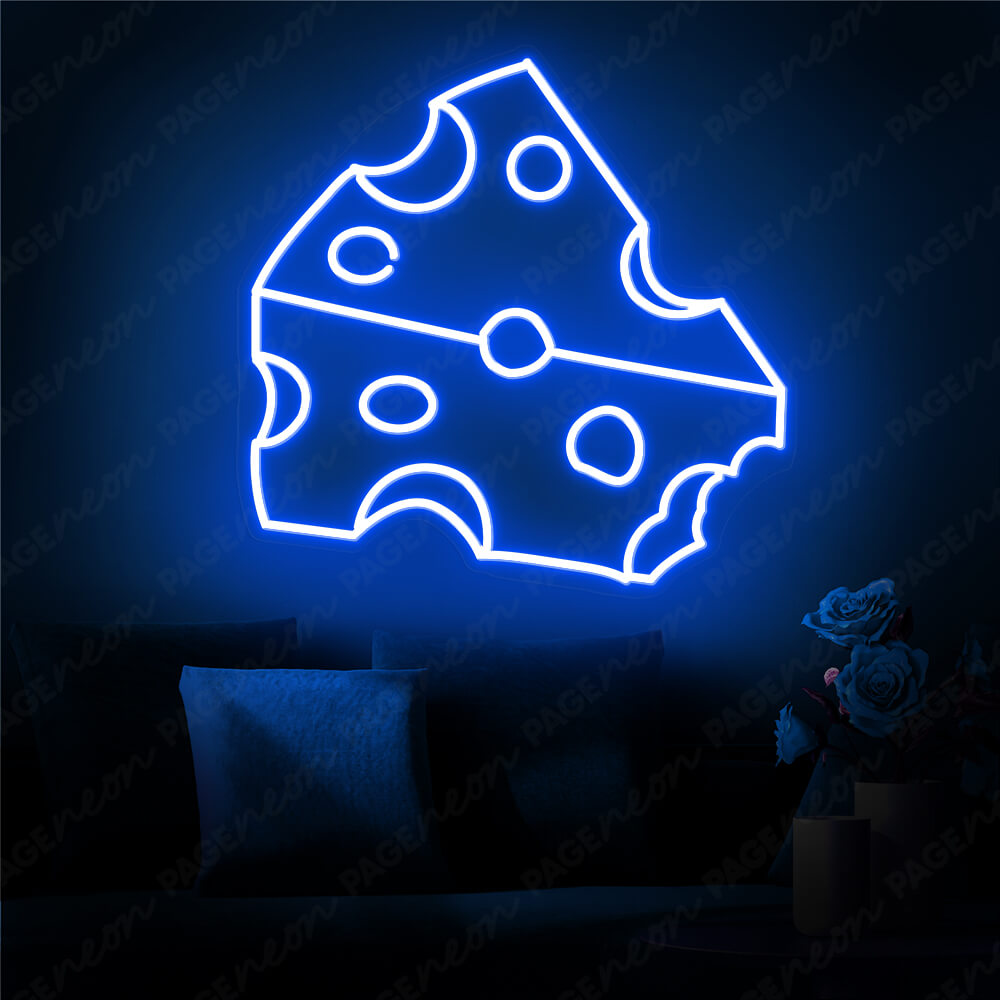 Cheese LED neon sign by Neon.Shop glowing on a wall as fun food-themed neon décor