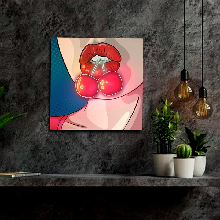 Cherry on Lips UV Neon Art | Illuminate Your Space