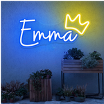 EMMA name LED neon sign glowing in bright modern lettering, personalized wall décor for bedroom, events, and gifts by Neon.Shop.