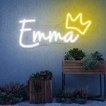 EMMA name LED neon sign glowing in bright modern lettering, personalized wall décor for bedroom, events, and gifts by Neon.Shop.