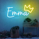 EMMA name LED neon sign glowing in bright modern lettering, personalized wall décor for bedroom, events, and gifts by Neon.Shop.