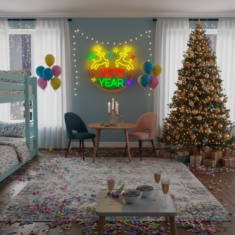 Christmas Deer New Year LED Neon Sign by Neon.Shop for festive décor