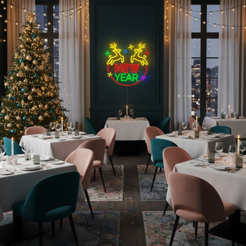 Christmas Deer New Year LED Neon Sign by Neon.Shop for festive décor