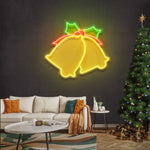 Christmas Double Bell Merry Christmas Neon Sign glowing in festive LED colors by Neon.Shop