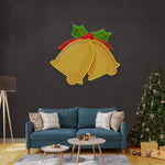 Christmas Double Bell Merry Christmas Neon Sign glowing in festive LED colors by Neon.Shop