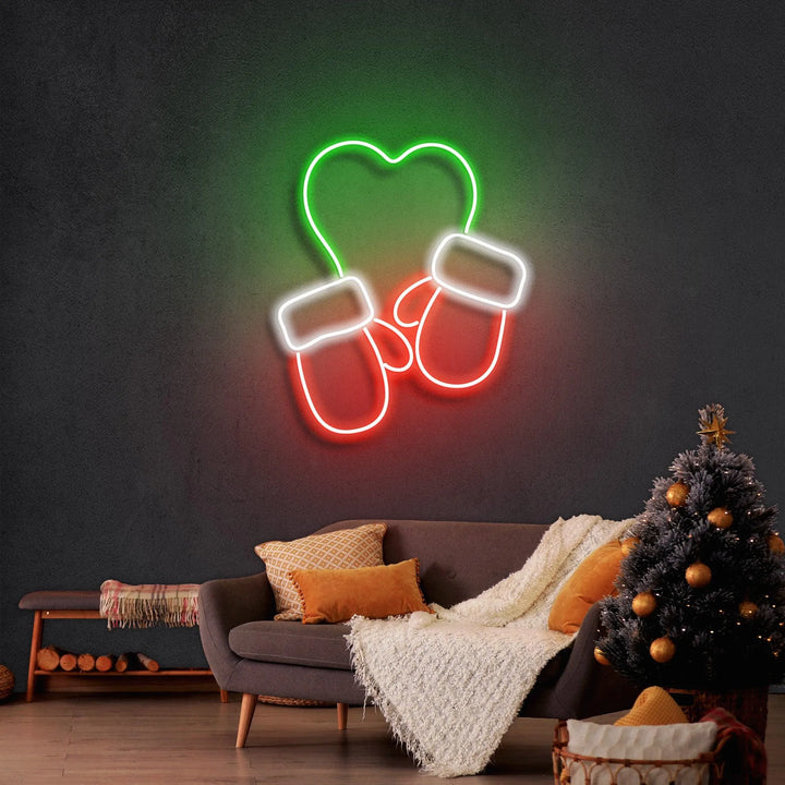 Christmas Gloves Merry Christmas Neon Sign by manhattanneons.com - Add festive flair with this Christmas gloves neon sign.