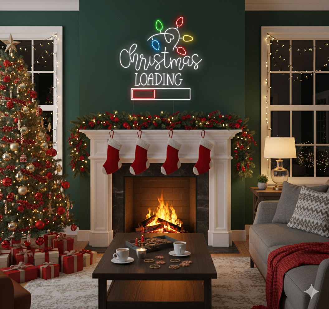 Christmas Loading Merry Christmas LED neon sign for festive home décor by Neon.Shop.